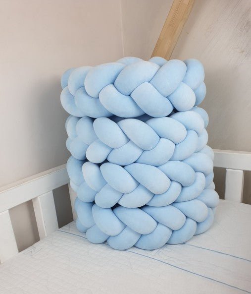 Πλεξούδα Braided Cot Bumper Light Blue - The4kins baby brand