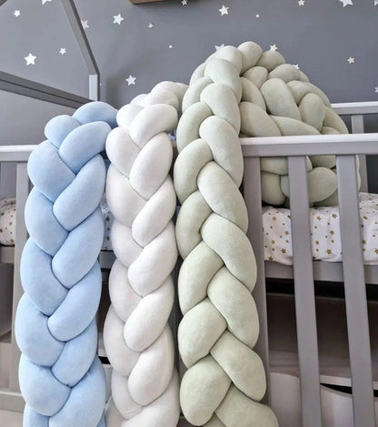 Πλεξούδα Braided Cot Bumper Light Blue - The4kins baby brand