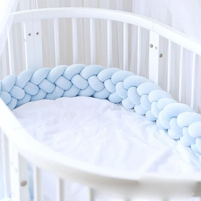 Πλεξούδα Braided Cot Bumper Light Blue - The4kins baby brand