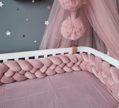 Πλεξούδα Braided Cot Bumper Old Pink - The4kins baby brand